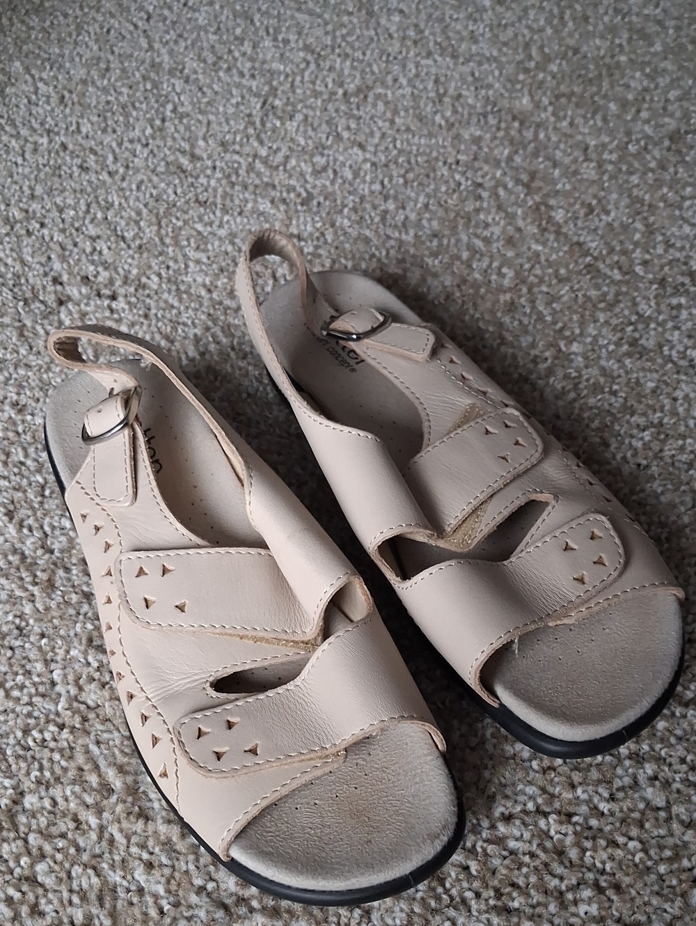 hotter Cream Leather Slingback Cutout Comfort Sandals